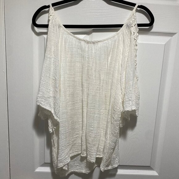 Sunflower Cold Shoulder Women's Top Light Weight Linen Size M ~Made In Italy - Picture 4 of 6